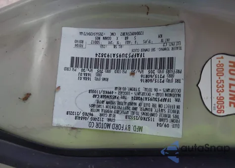 2005 Ford Taurus Se from USA, damaged, VIN 1FAFP53U95A193824